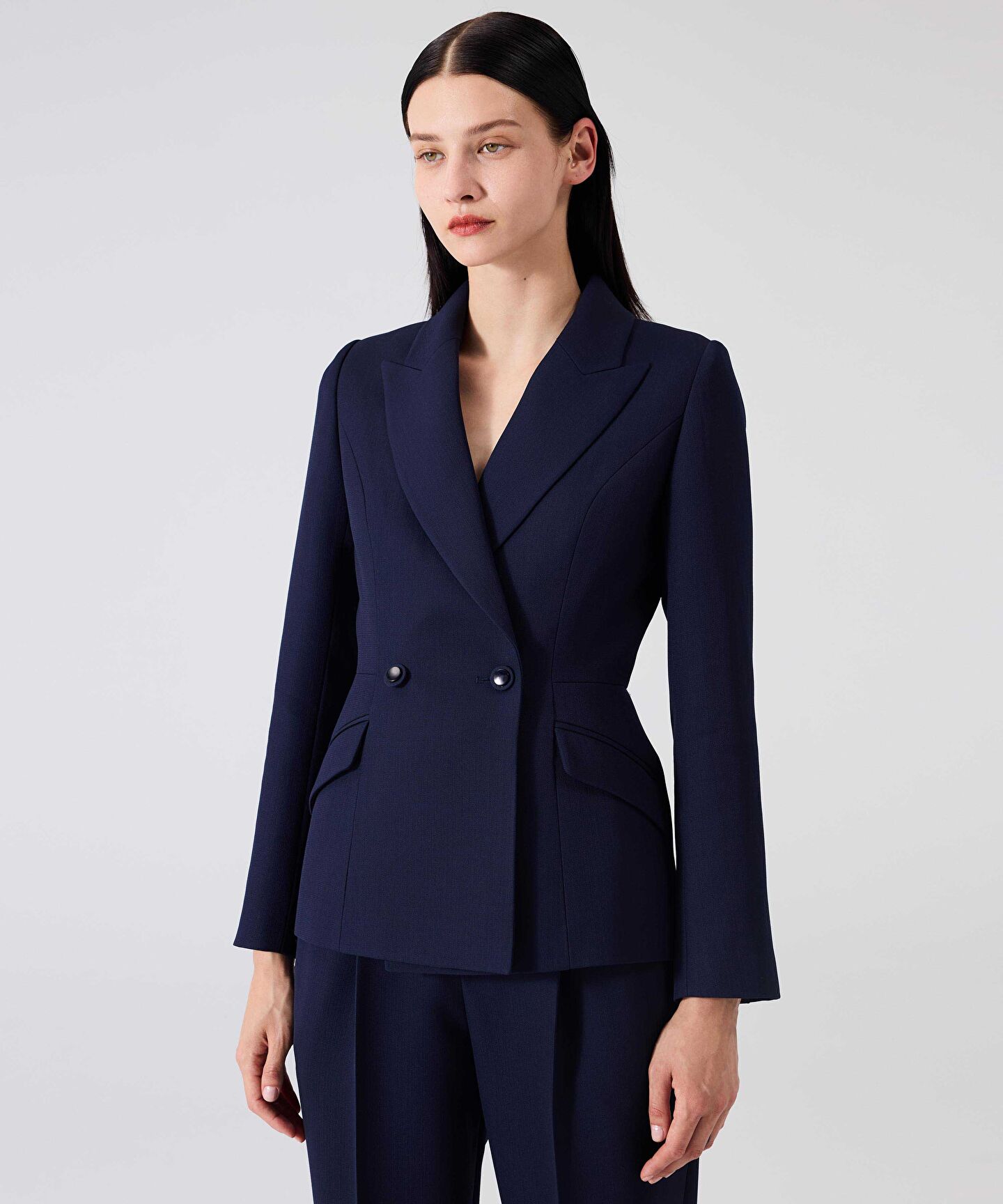 ゆかネイビーM Lacivert Kruvaze yün blazer MW6240005016015 | MACHKA | Machka