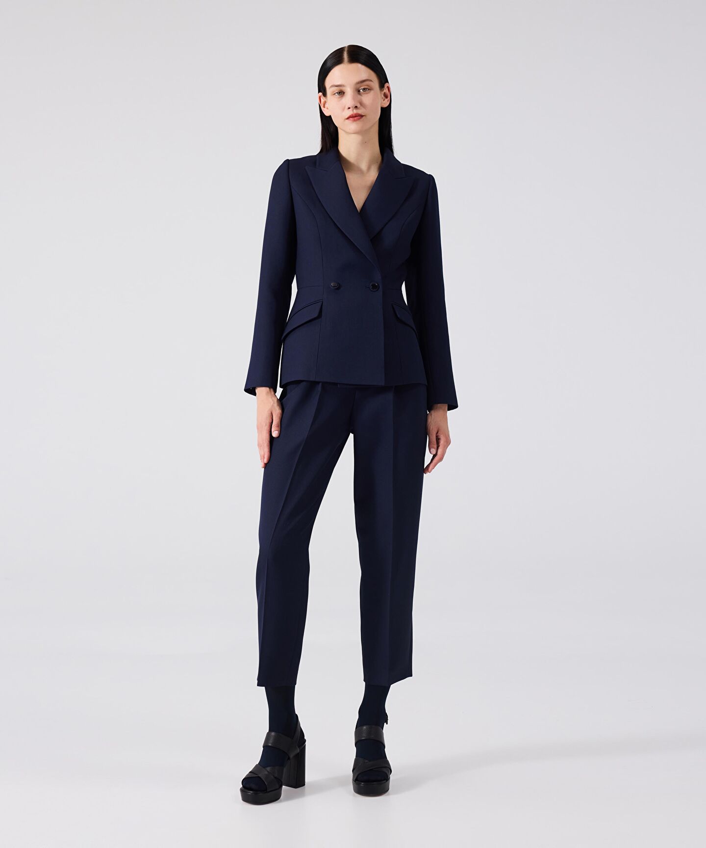 Lacivert Kruvaze yün blazer MW6240005016015 | MACHKA | Machka