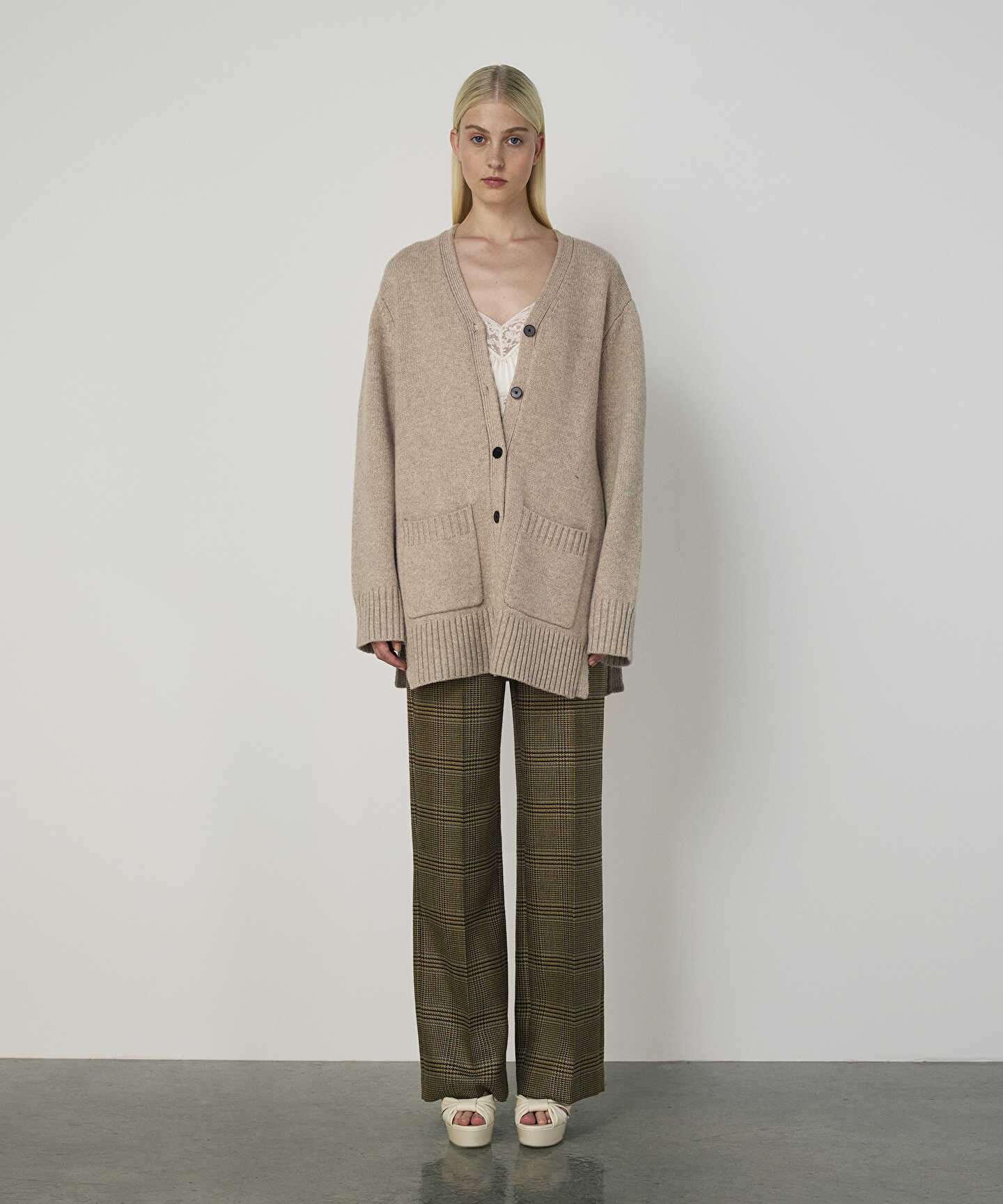 Bej OVERSIZE V YAKA TRİKO HIRKA MW6250050012023 | MACHKA | Machka