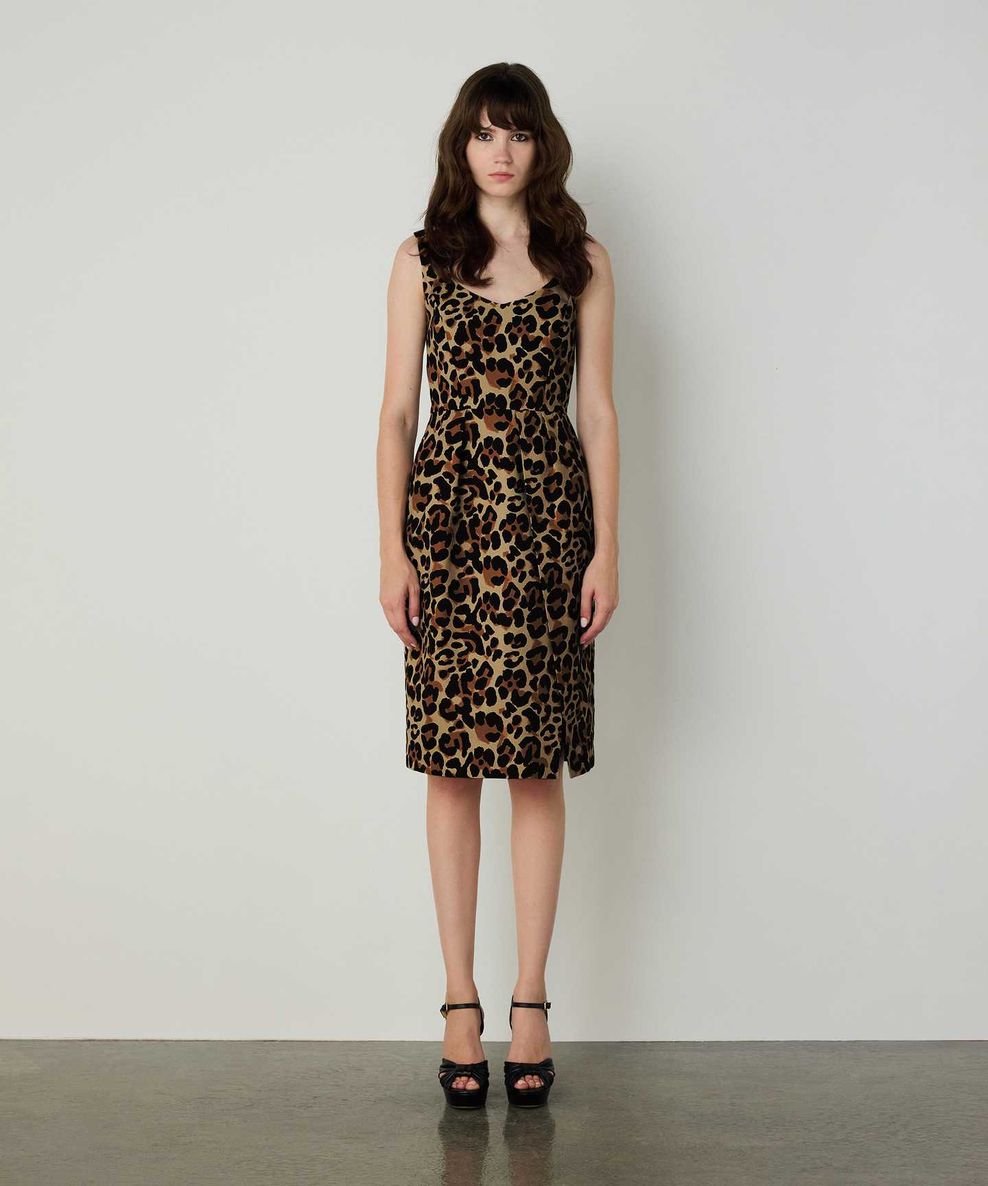 LEOPAR DESEN GABARDİN ELBİSE