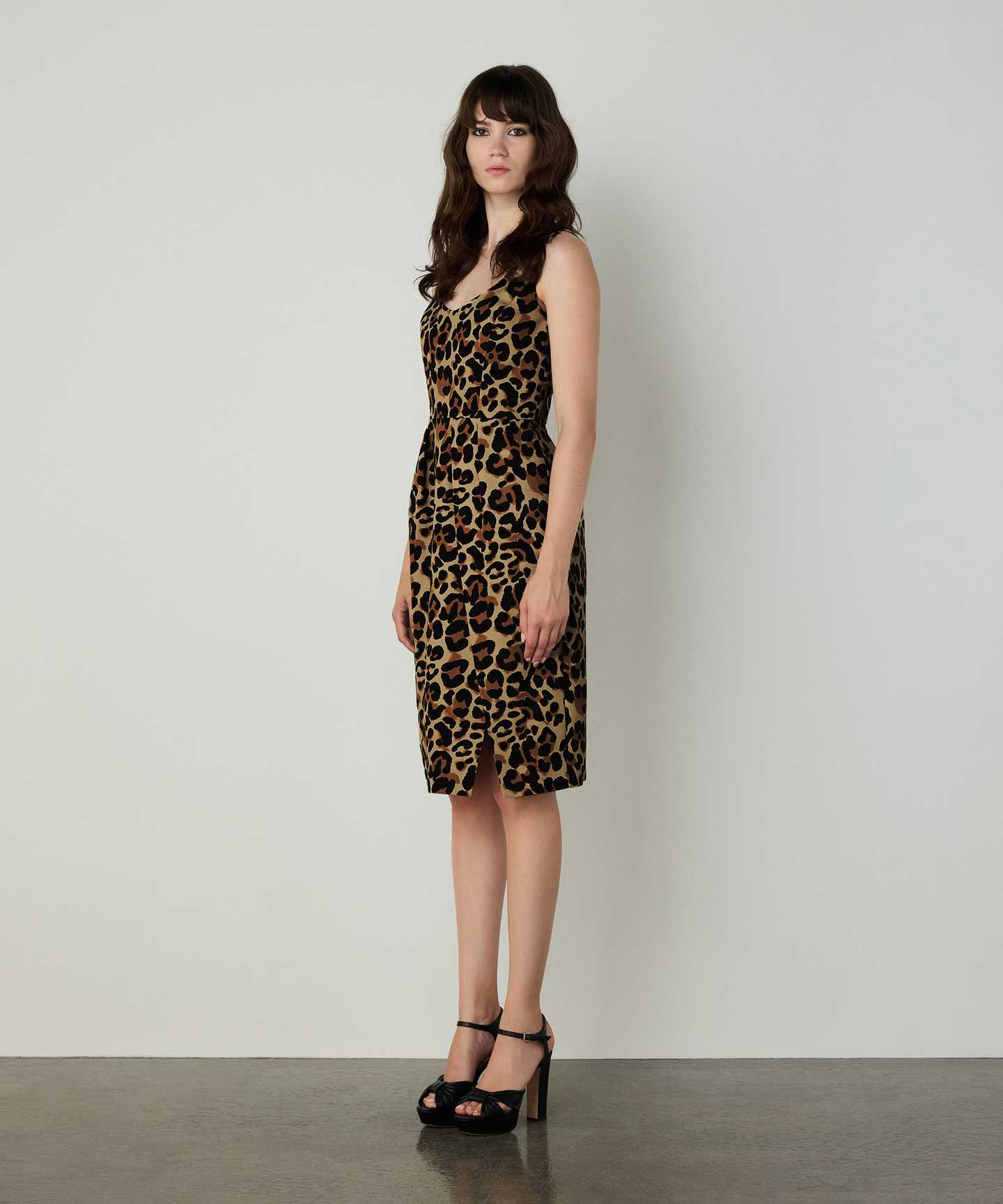 LEOPAR DESEN GABARDİN ELBİSE
