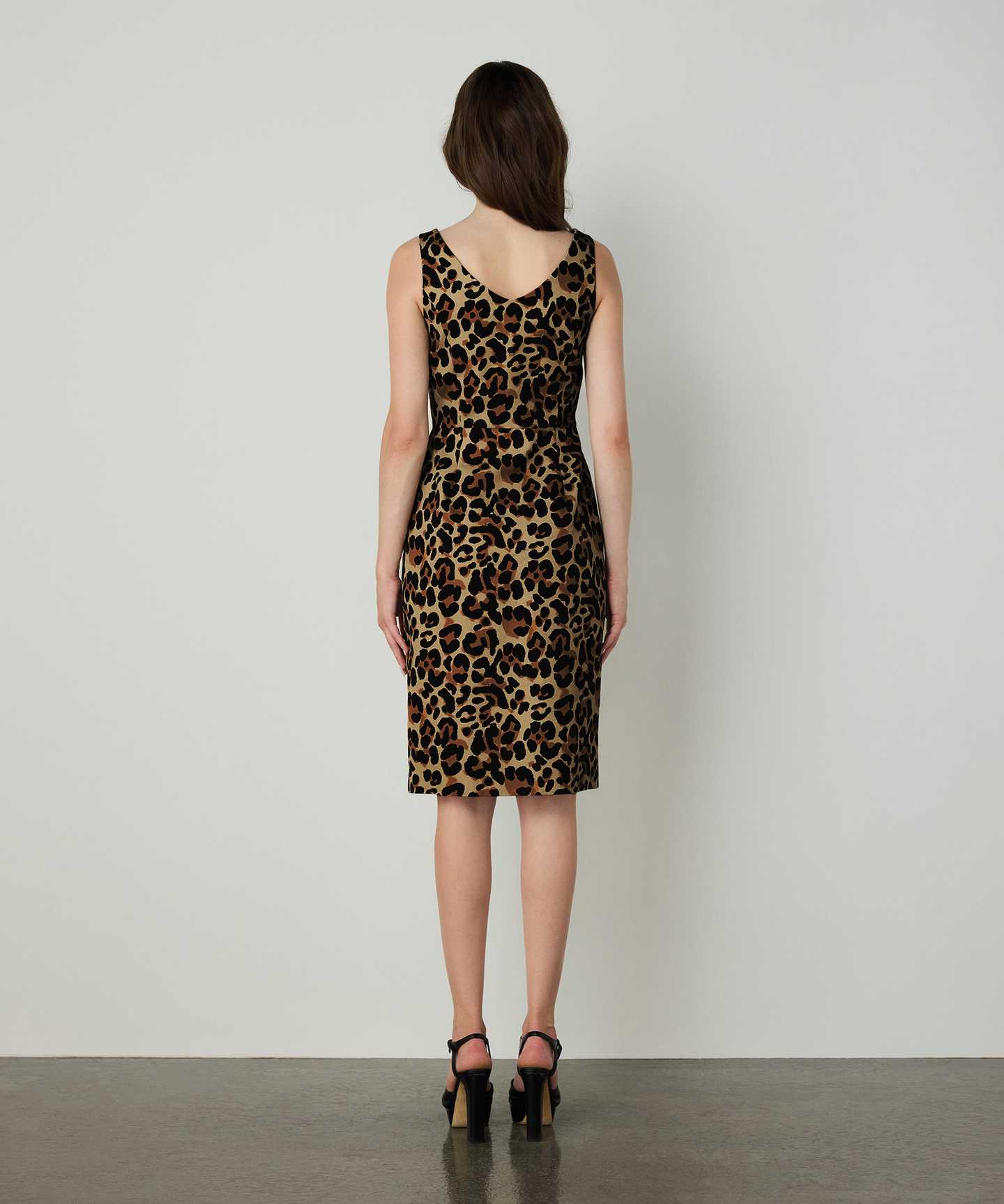 LEOPAR DESEN GABARDİN ELBİSE
