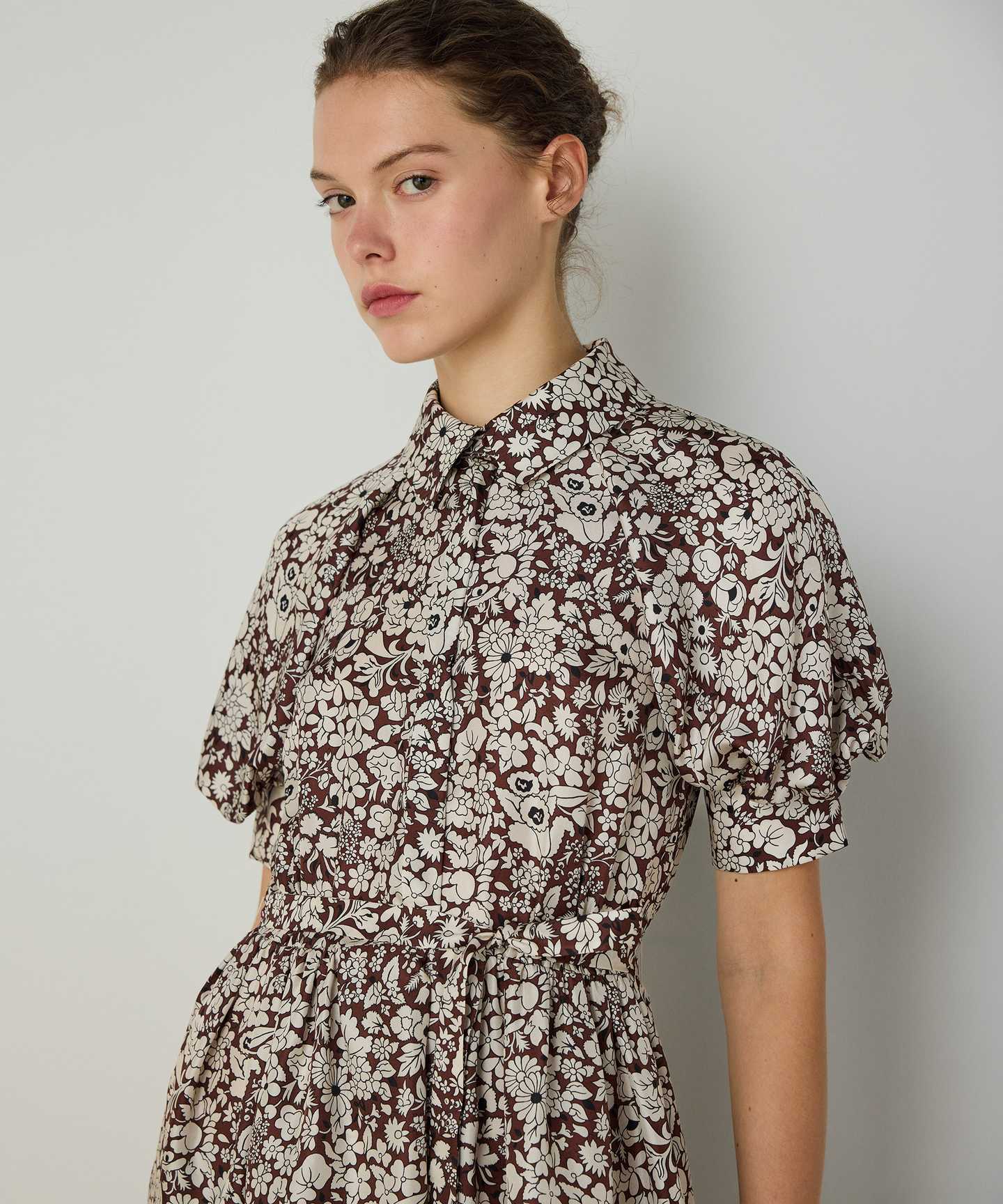 FLORAL BASKILI ELBİSE