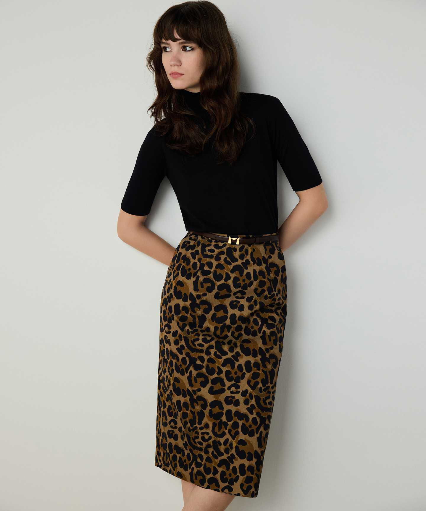 LEOPAR DESEN GABARDİN ETEK