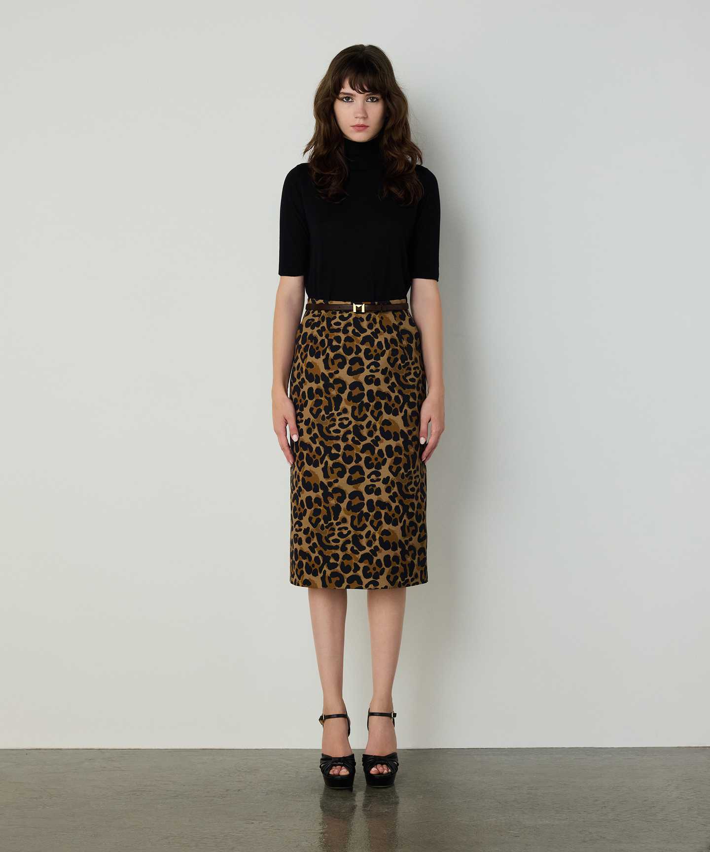 LEOPAR DESEN GABARDİN ETEK
