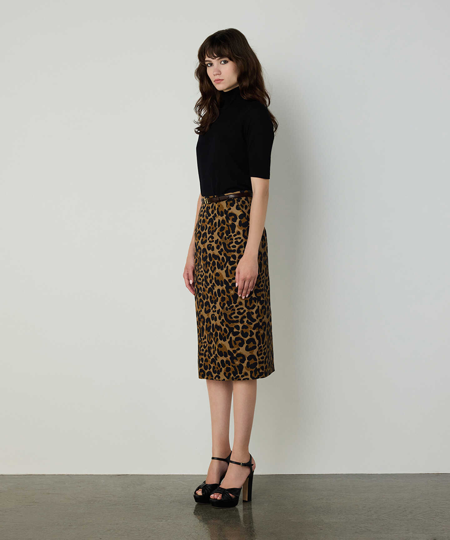 LEOPAR DESEN GABARDİN ETEK