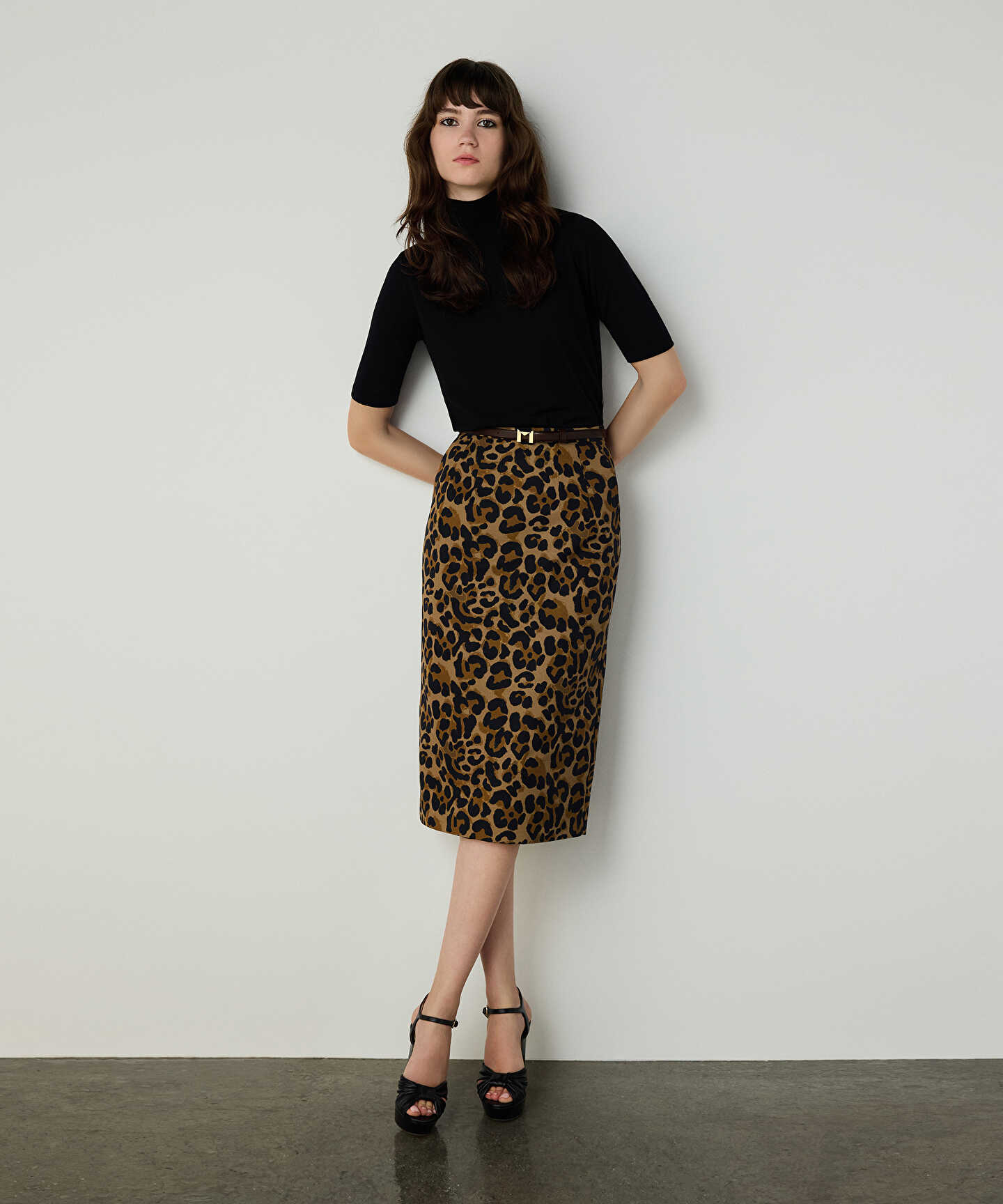 LEOPAR DESEN GABARDİN ETEK