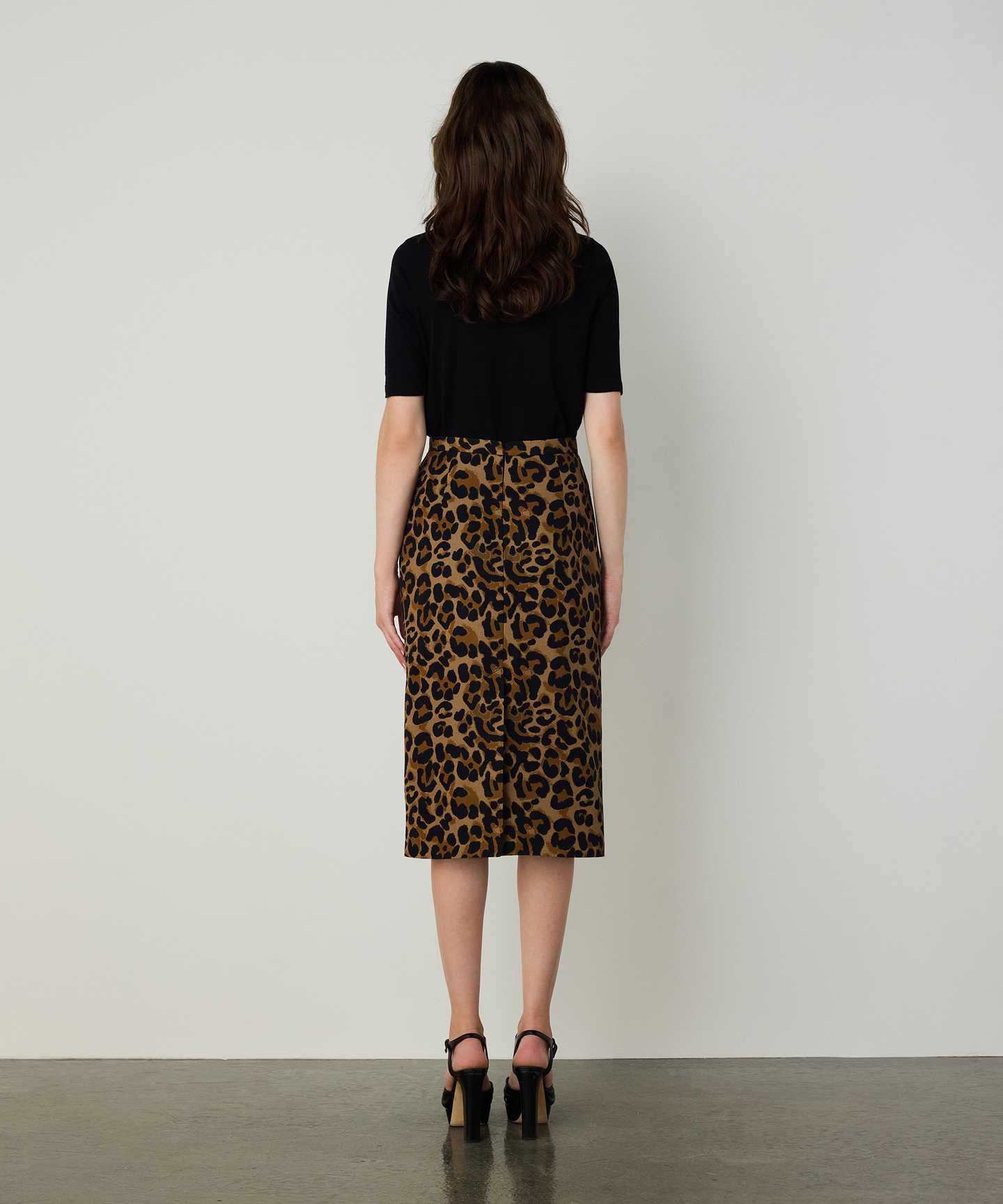 LEOPAR DESEN GABARDİN ETEK