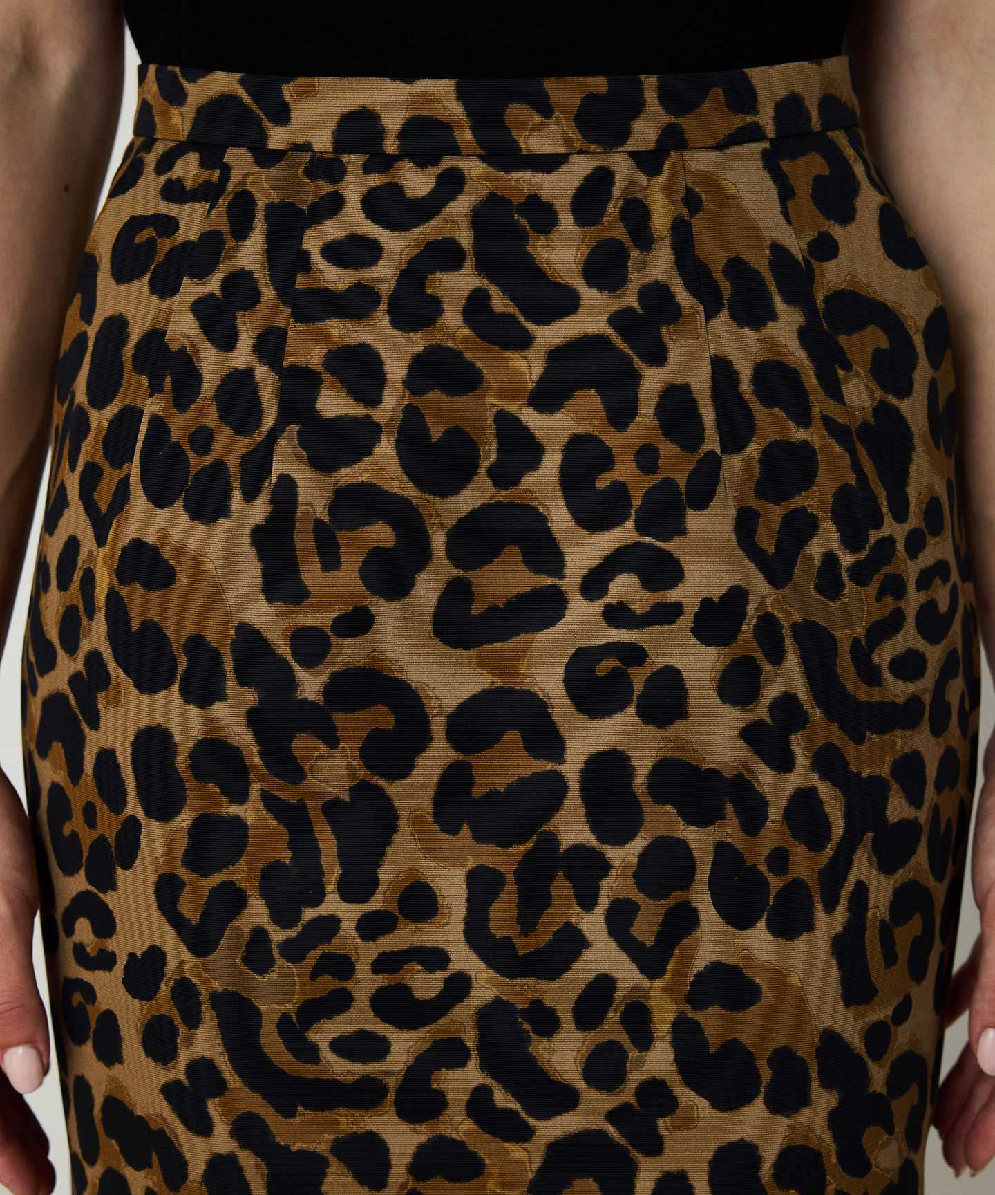 LEOPAR DESEN GABARDİN ETEK