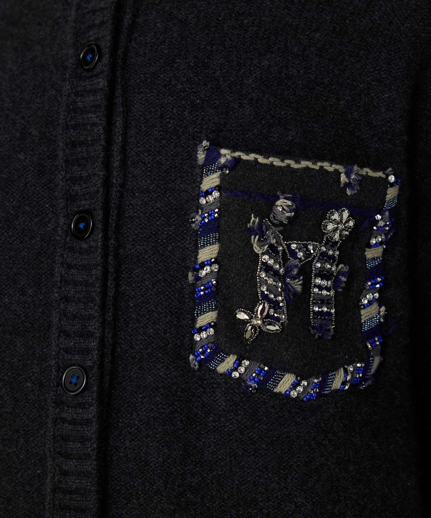 MONOGRAM İŞLEMELİ YÜN HIRKA