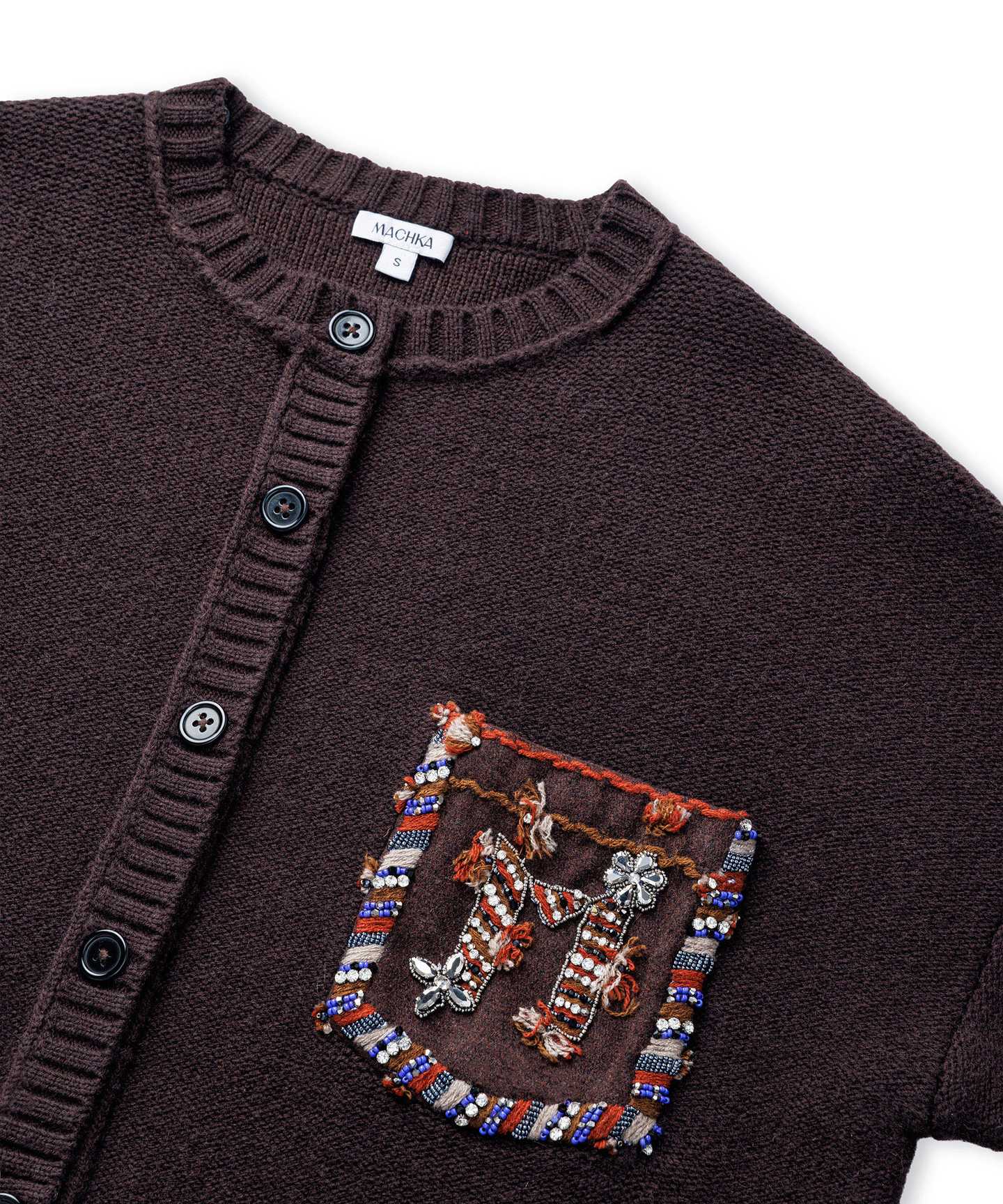 MONOGRAM İŞLEMELİ YÜN HIRKA