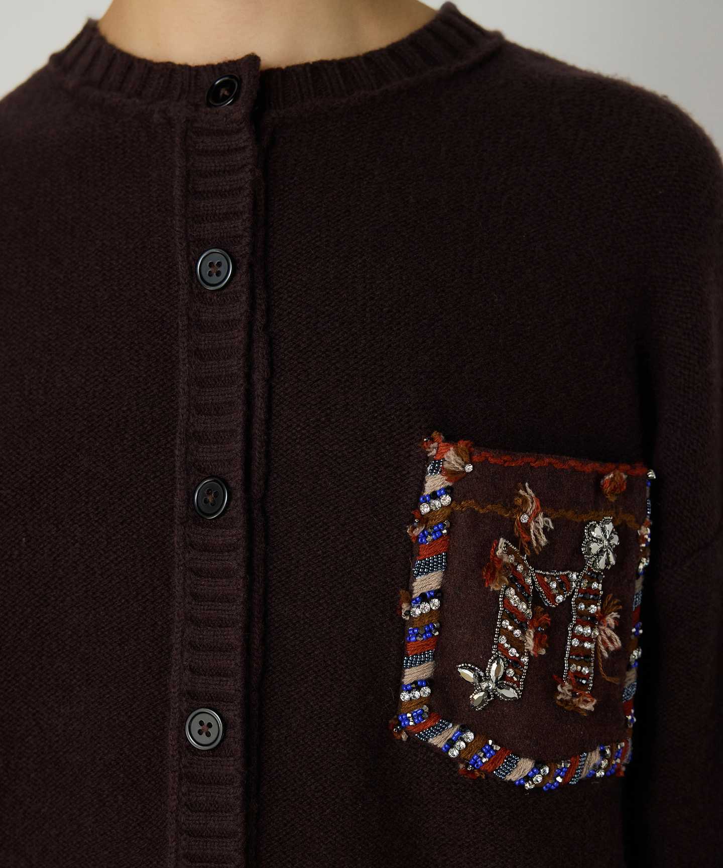 MONOGRAM İŞLEMELİ YÜN HIRKA