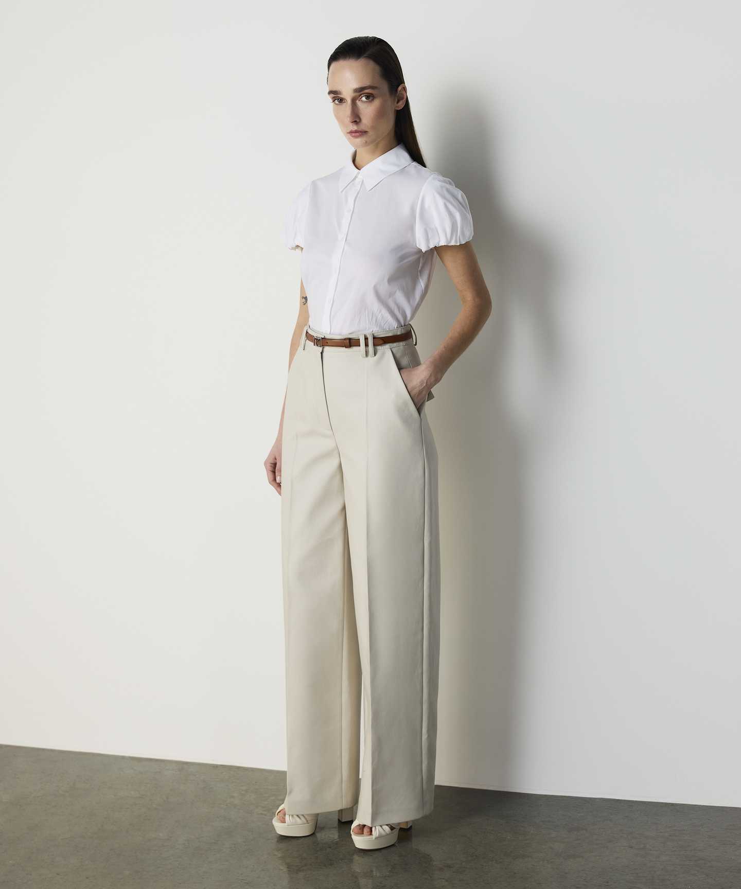 WIDE LEG GABARDİN PANTOLON