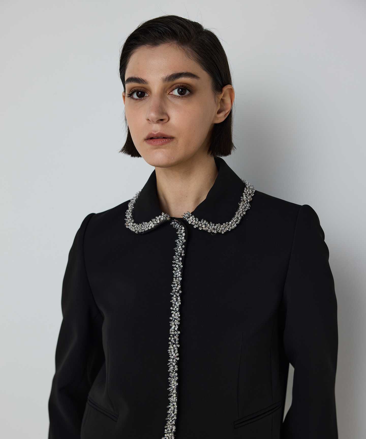 STRASS TAŞ İŞLEMELİ KREP CEKET