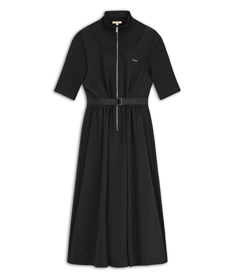 Triko mix kuşaklı elbise