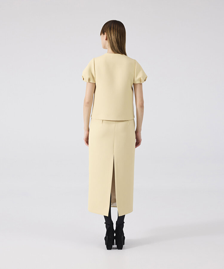 İşlemeli balon kol bluz