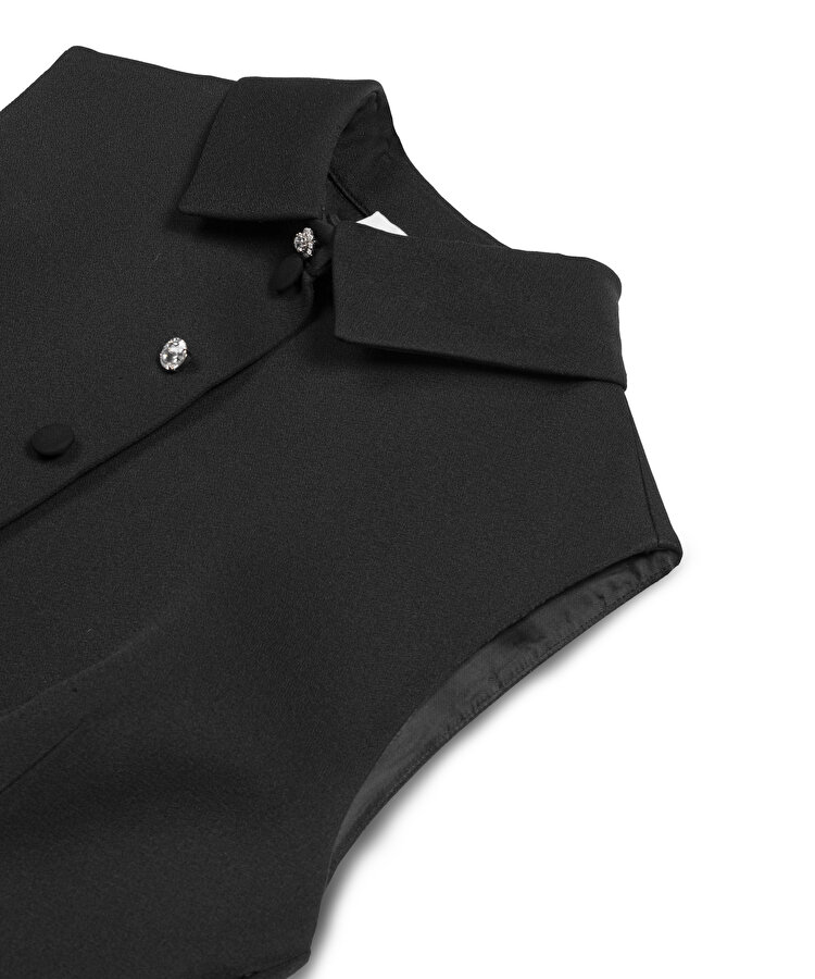 KARMA DÜĞMELİ KREP ELBİSE