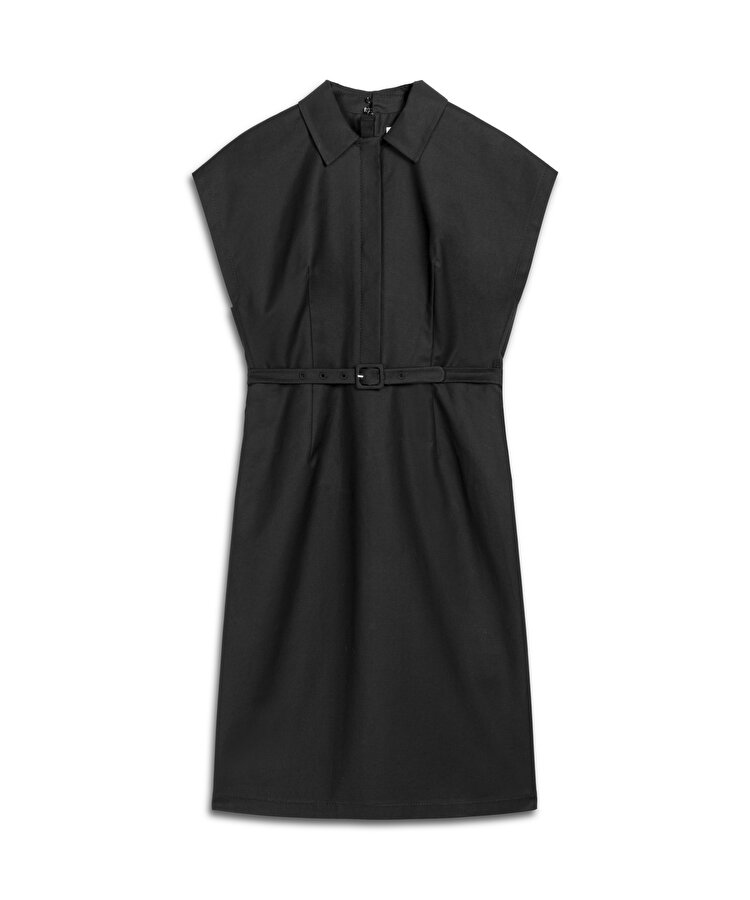 KEMERLİ GÖMLEK YAKA ELBİSE