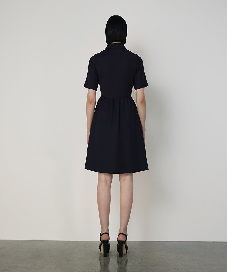 YÜN KARIŞIMLI GÖMLEK YAKA ELBİSE