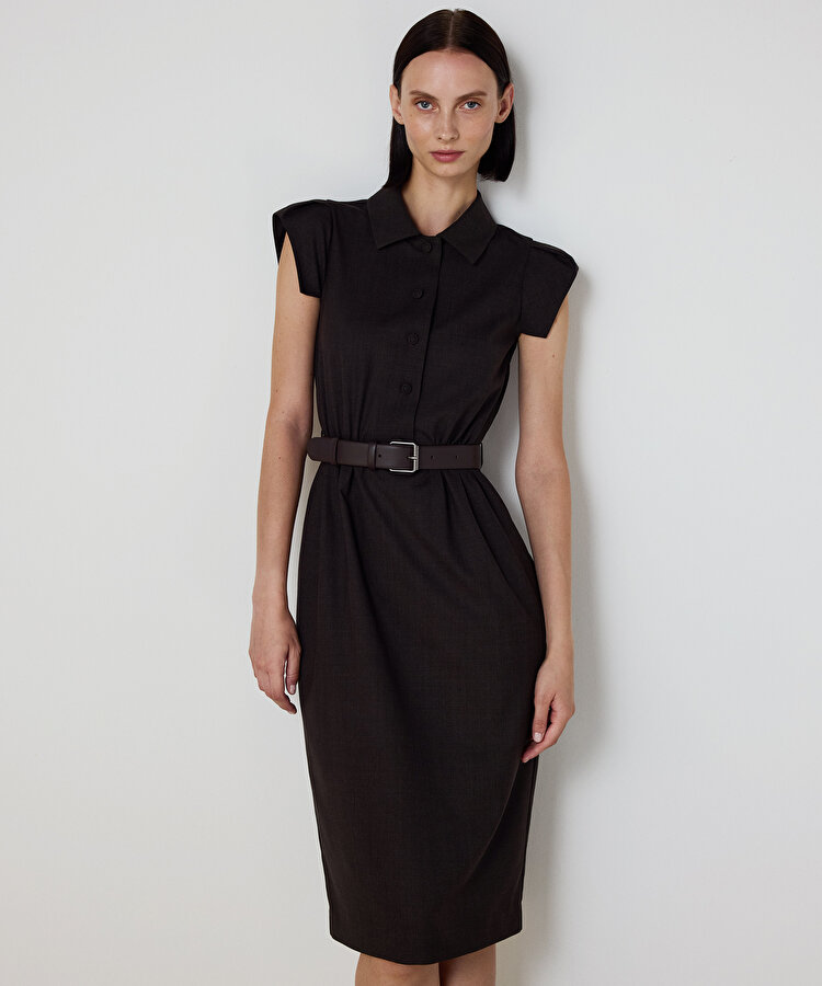 YÜNLÜ GÖMLEK YAKA ELBİSE