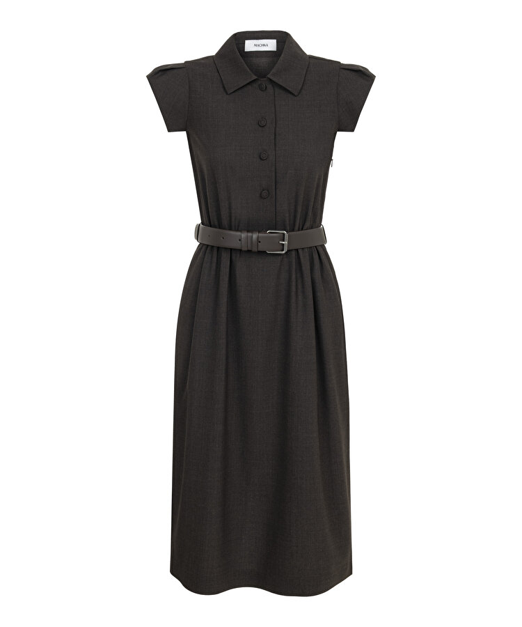 YÜNLÜ GÖMLEK YAKA ELBİSE