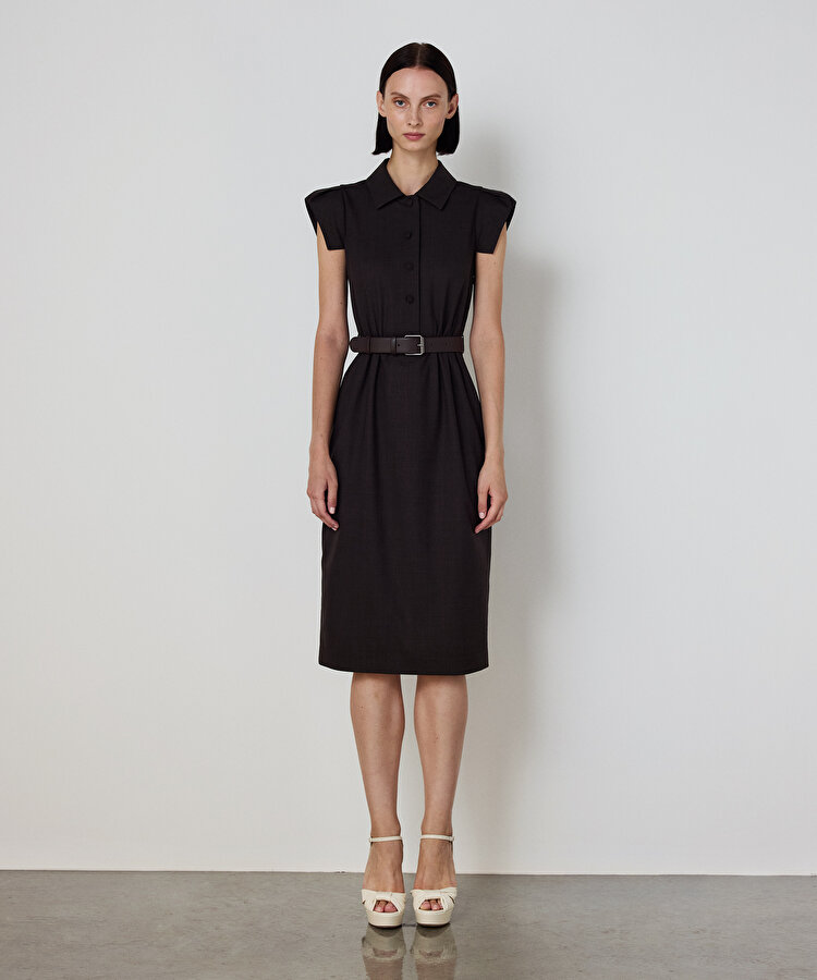 YÜNLÜ GÖMLEK YAKA ELBİSE