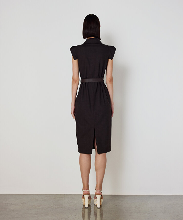 YÜNLÜ GÖMLEK YAKA ELBİSE