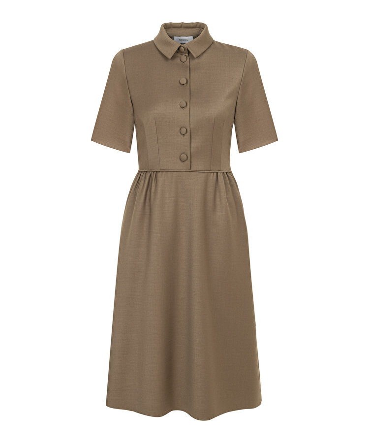 GÖMLEK YAKA YÜNLÜ ELBİSE