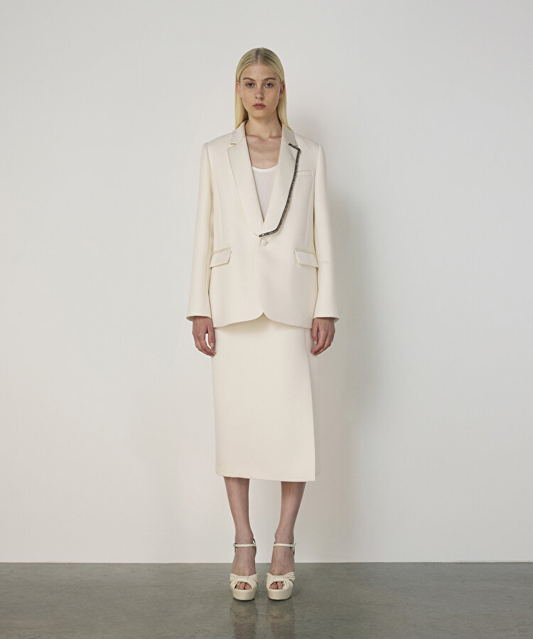 ASİMETRİK İŞLEMELİ KREP BLAZER