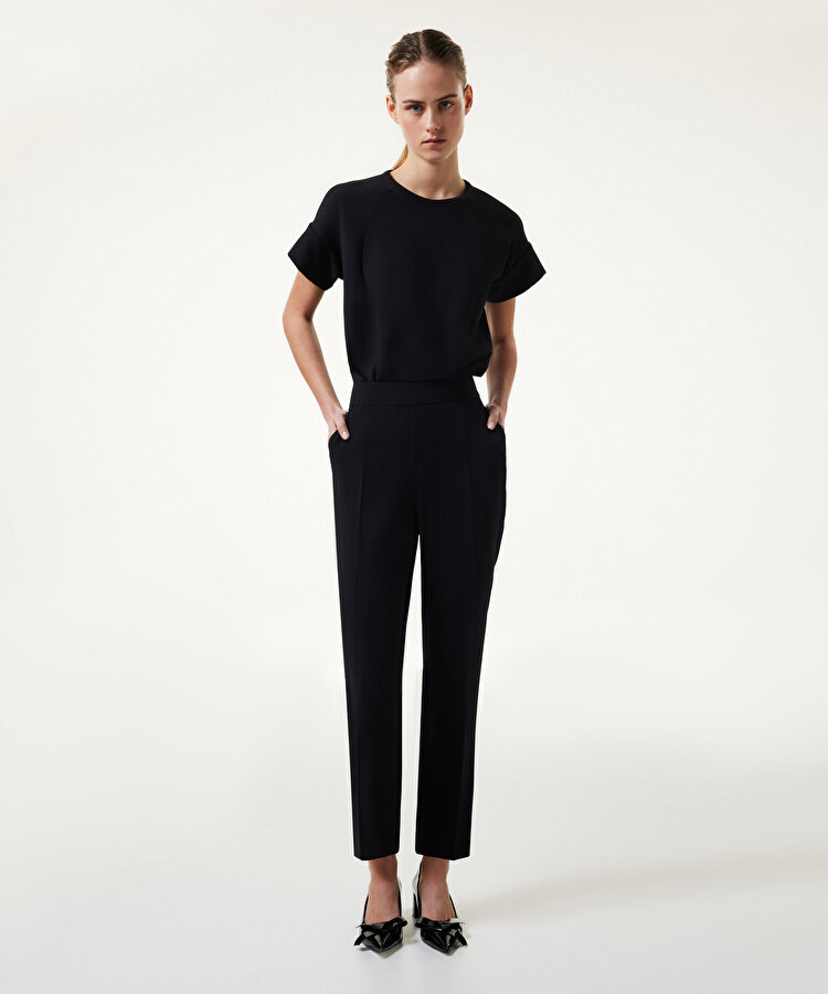 Cigarette fit krep pantolon