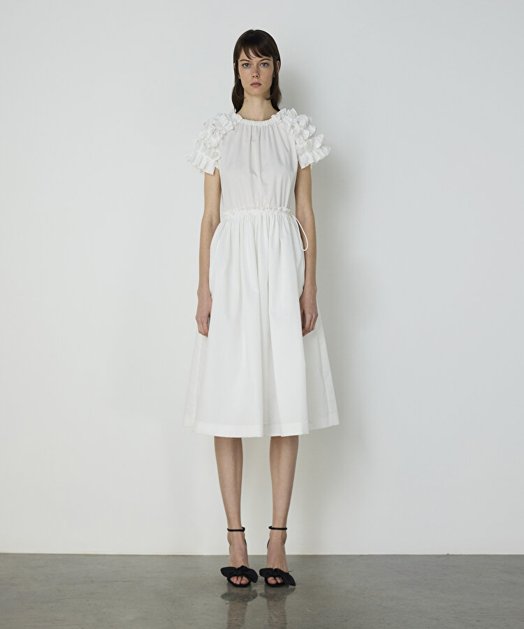 Fırfırlı poplin elbise