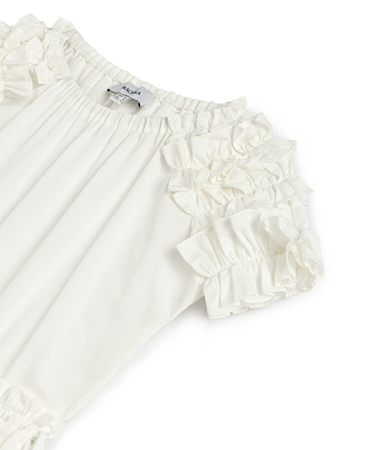 Fırfırlı poplin elbise