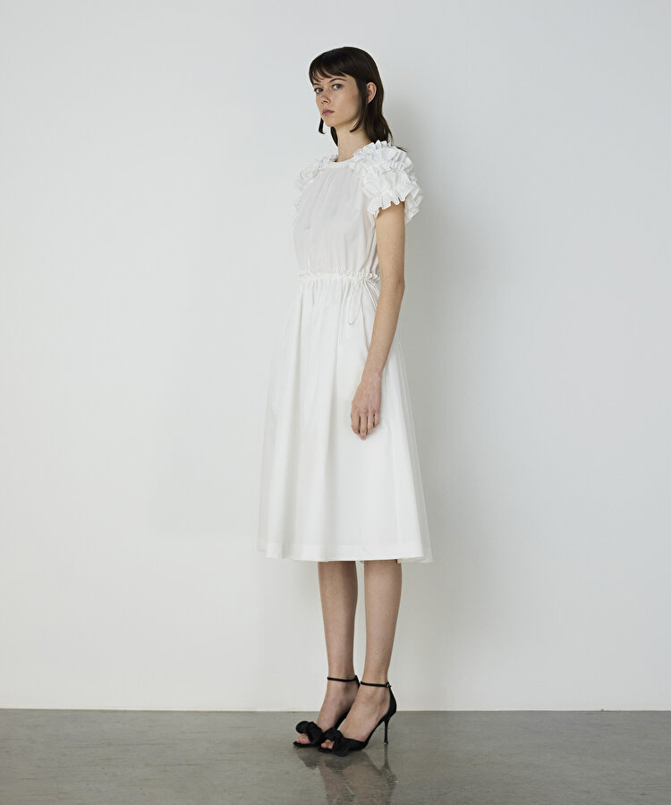 Fırfırlı poplin elbise