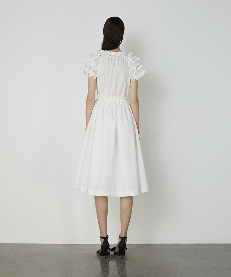 Fırfırlı poplin elbise