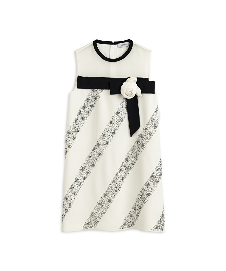 Diyagonal taş işlemeli mini elbise