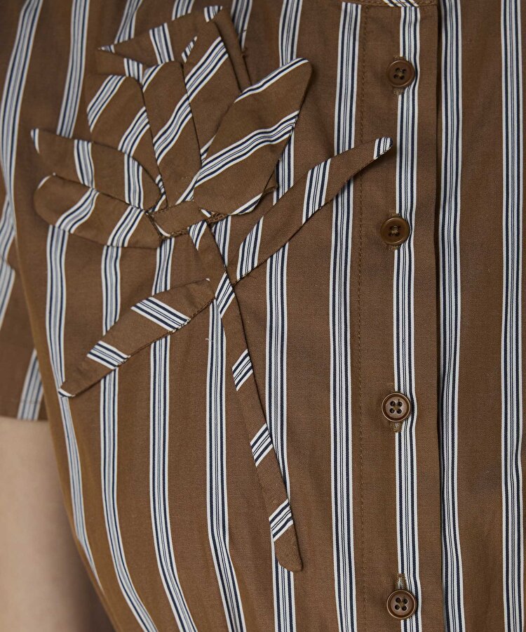 Çiçek aplikeli poplin elbise