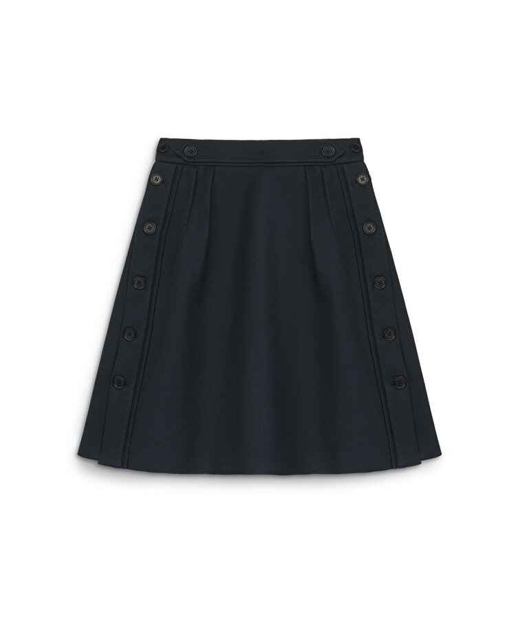 Düğme aksesuarlı gabardin etek