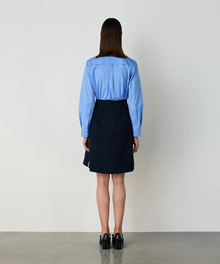 Düğme aksesuarlı gabardin etek