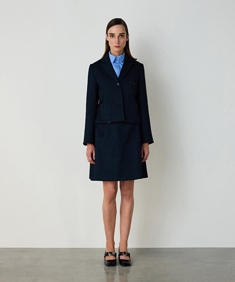 Düğme aksesuarlı gabardin etek