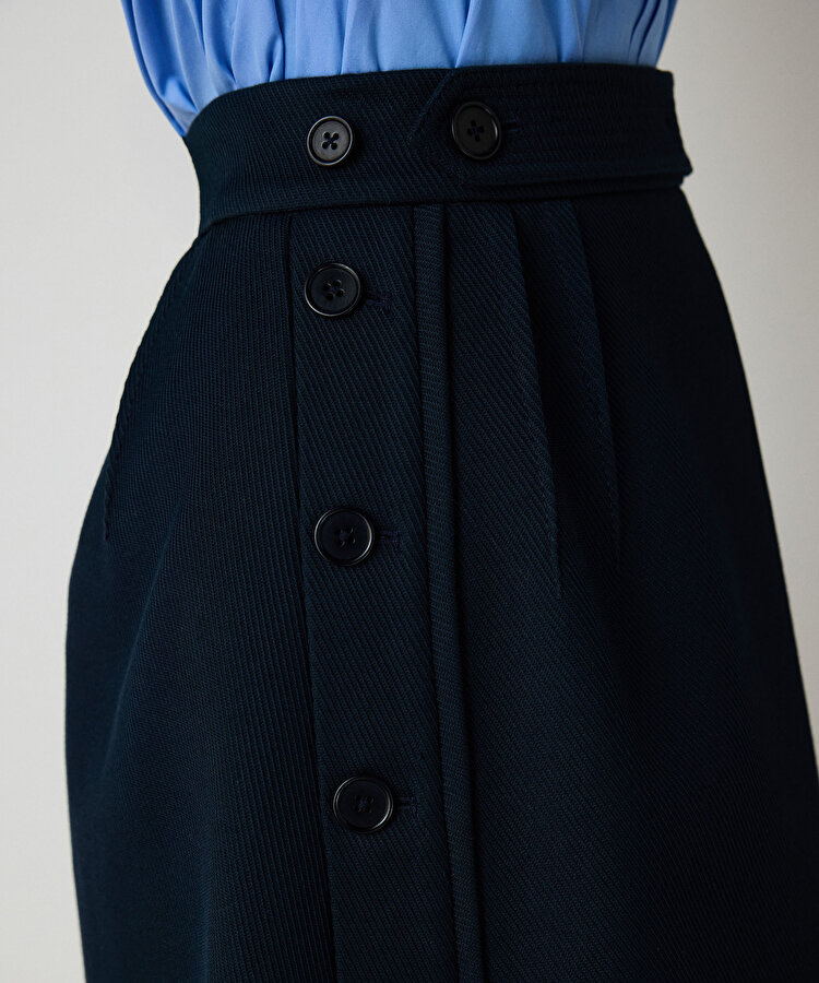 Düğme aksesuarlı gabardin etek