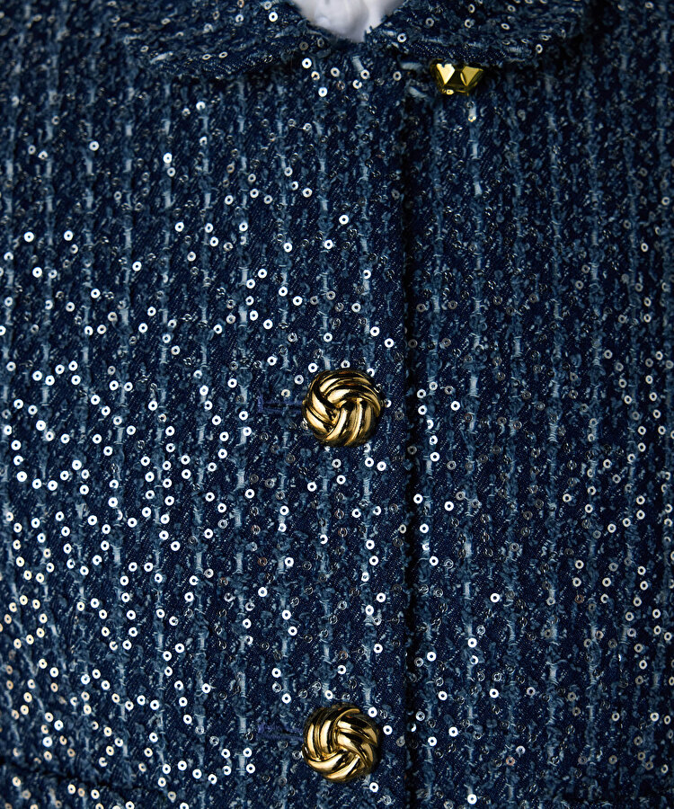 İşlemeli denim ceket