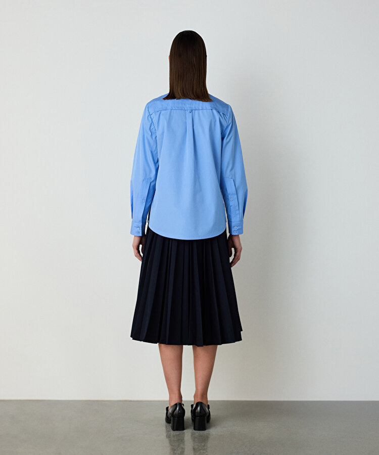 Nervürlü poplin gömlek