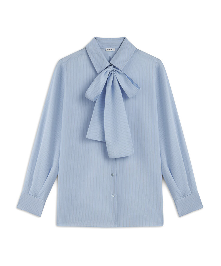 Çıkarılabilir fularlı çizgili gömlek