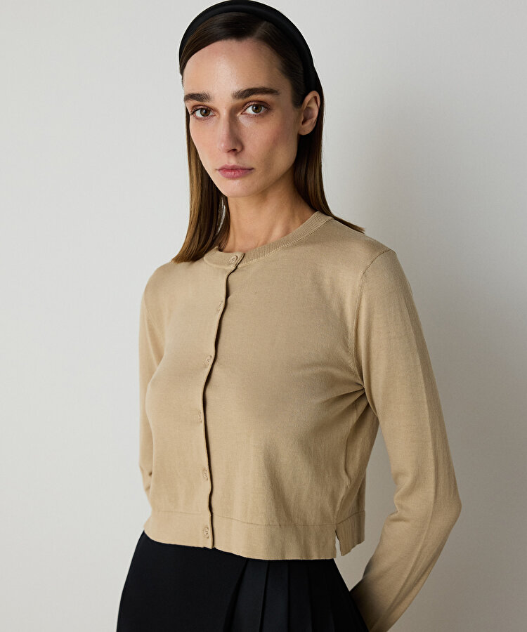 Pamuk ve ipek karışımlı hırka