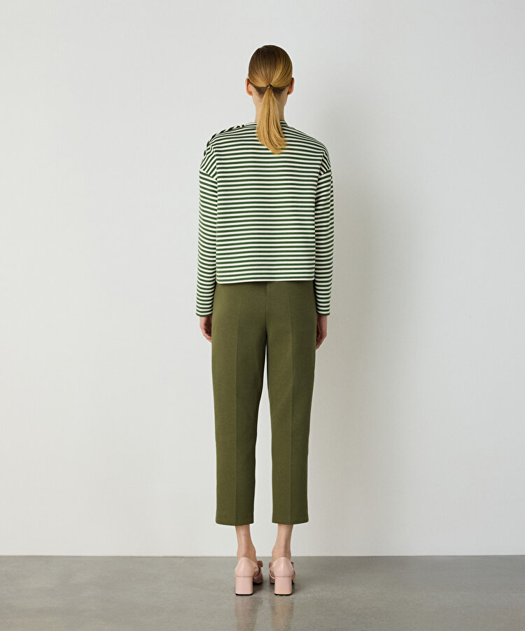 Logo işlemeli çizgili tişört