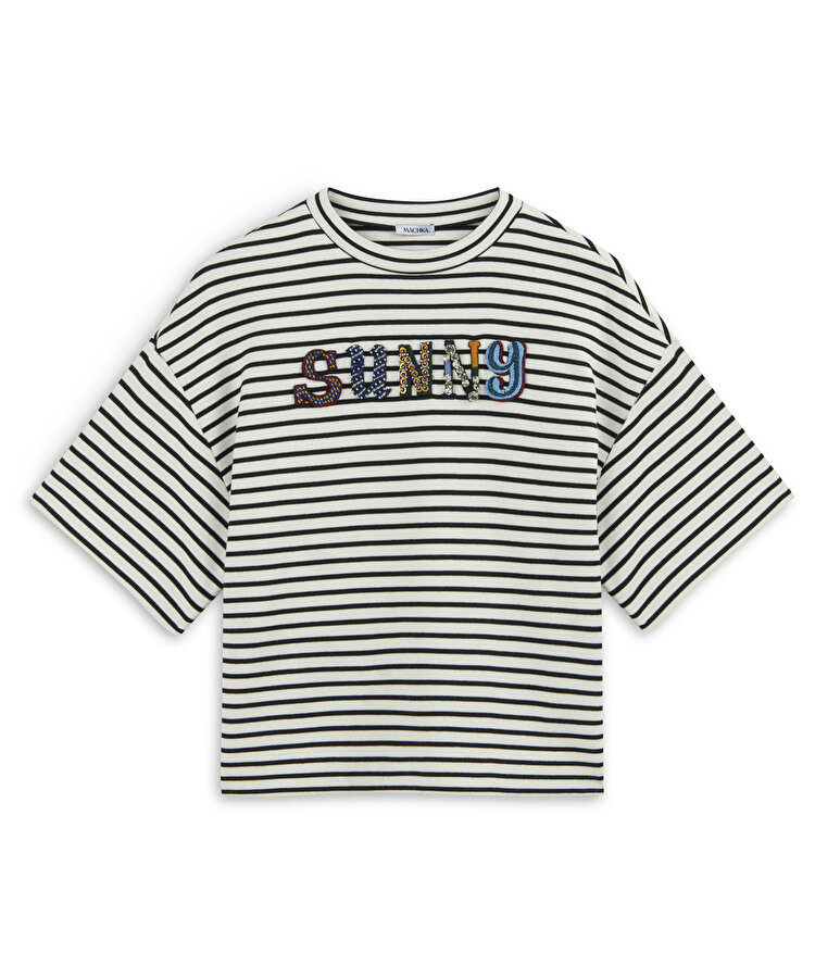 Slogan işlemeli tişört