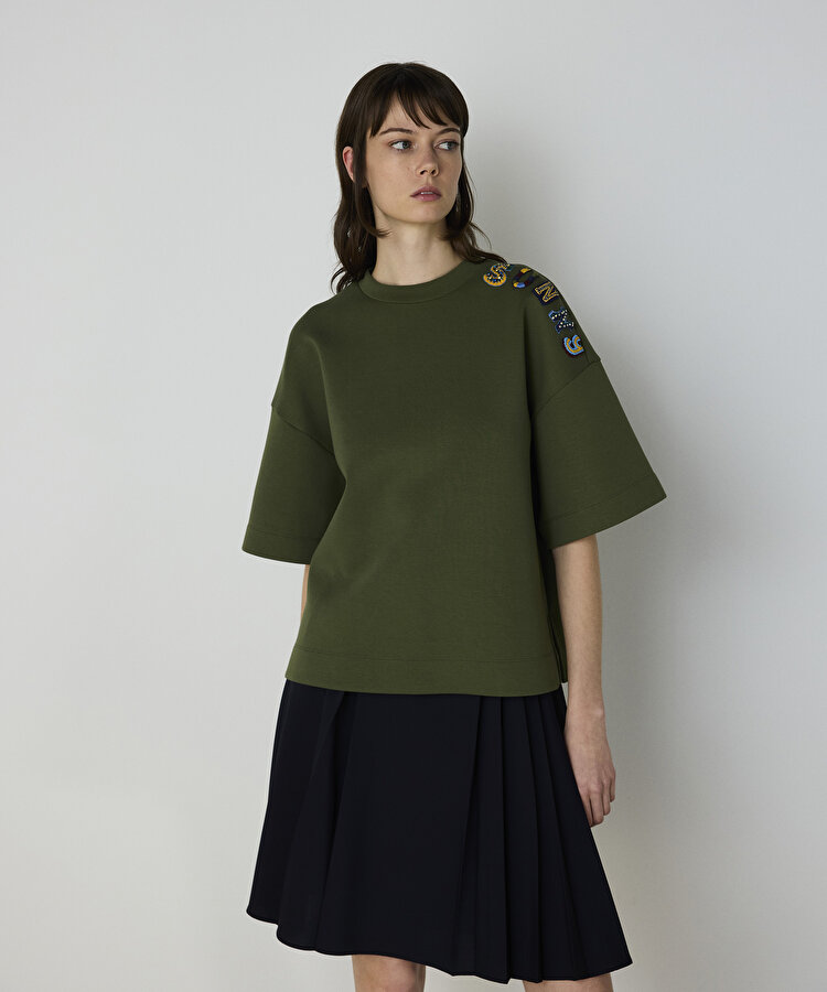 Slogan nakışlı tişört