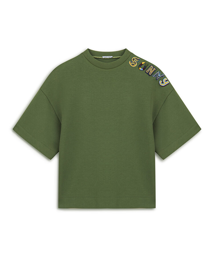 Slogan nakışlı tişört