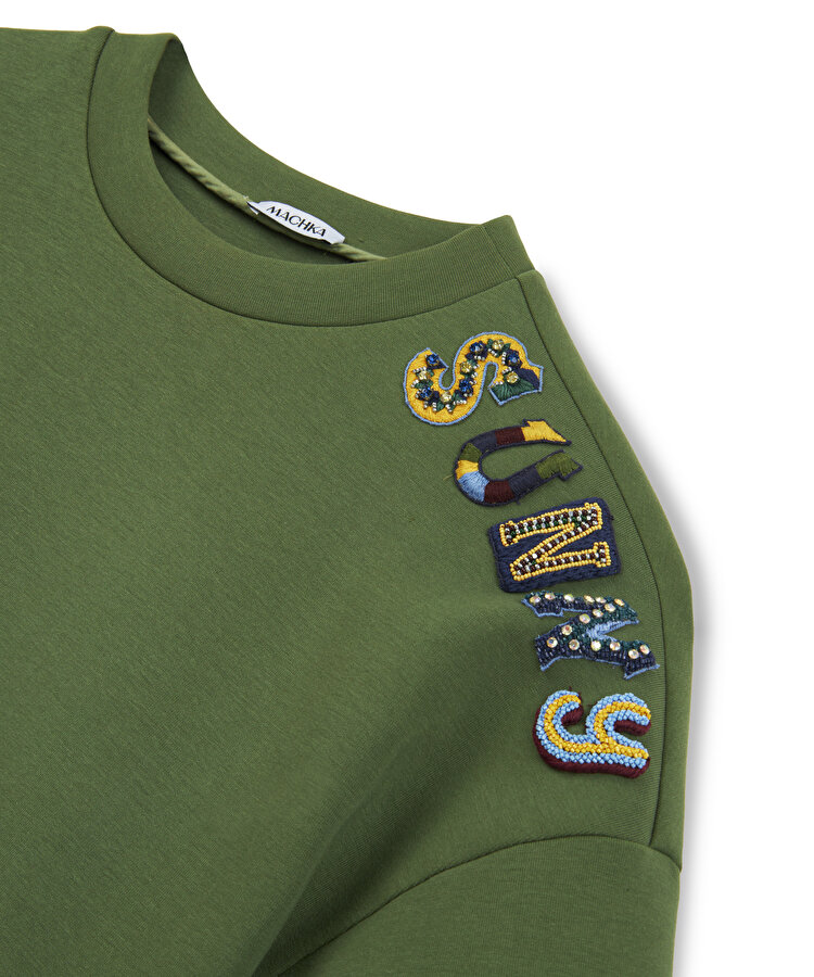 Slogan nakışlı tişört