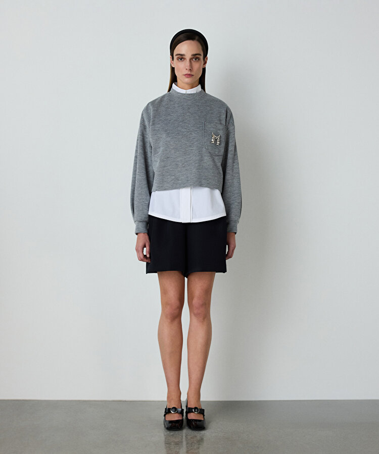 İşlemeli sweatshirt